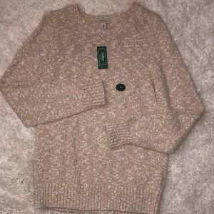LLbean Oatmeal Crew Neck Sweater Size Medium NWT